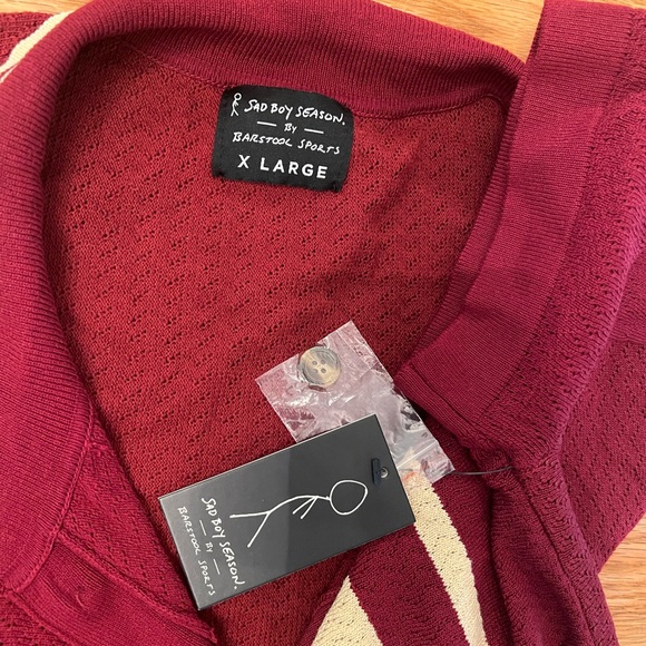 Barstool Sad Boy Season burgandy button up - Picture 2 of 2